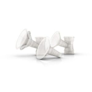 Twee transparante Ardo borstschelpen van 31 mm met twee propyleen inzetstukken van 28 mm.