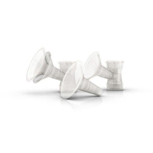 Twee transparante Ardo borstschelpen van 31 mm met twee propyleen inzetstukken van 28 mm.