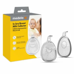 Twee Medela moedermelkopvangcups met siliconen achterkant en schenktuit.