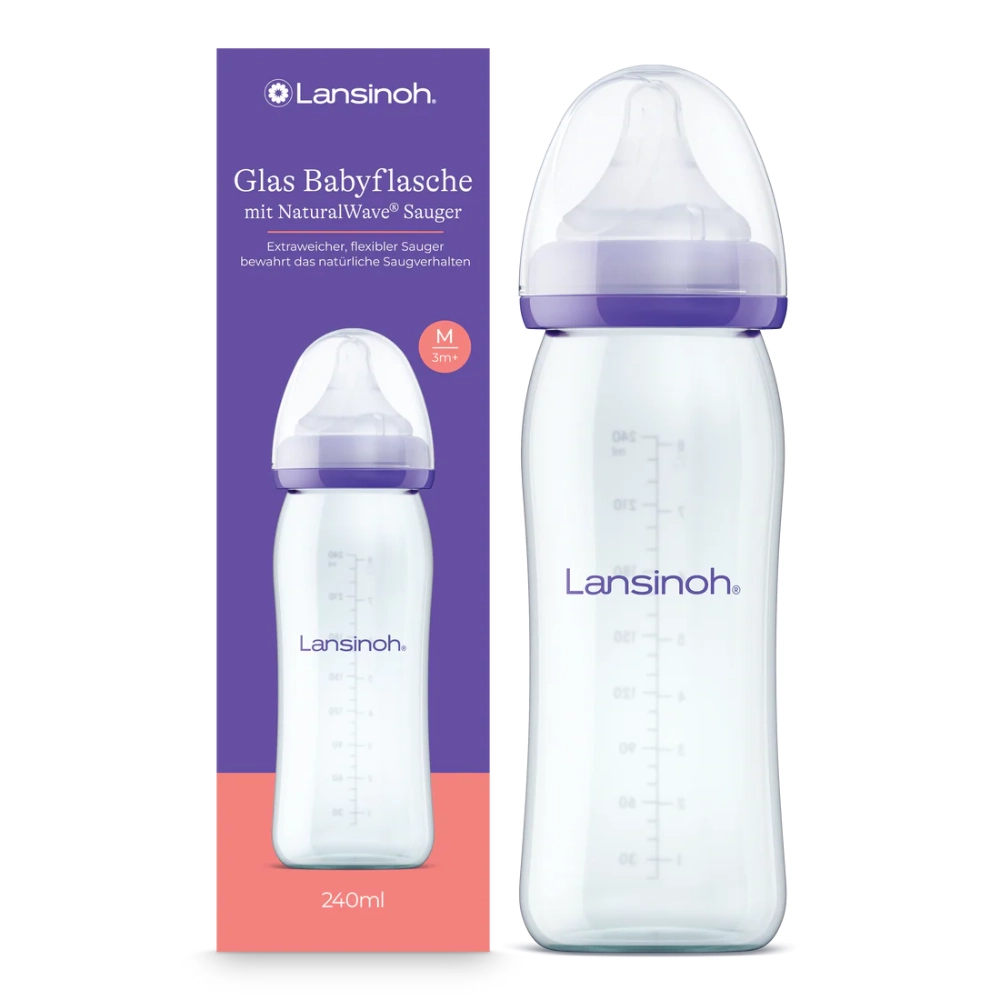 Lansinoh glazen drinkfles + NaturalWave® speen - 240 ml