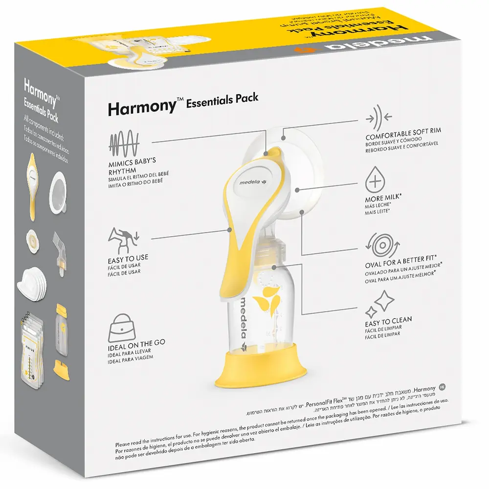 Medela harmony essentails verpakking achterkant