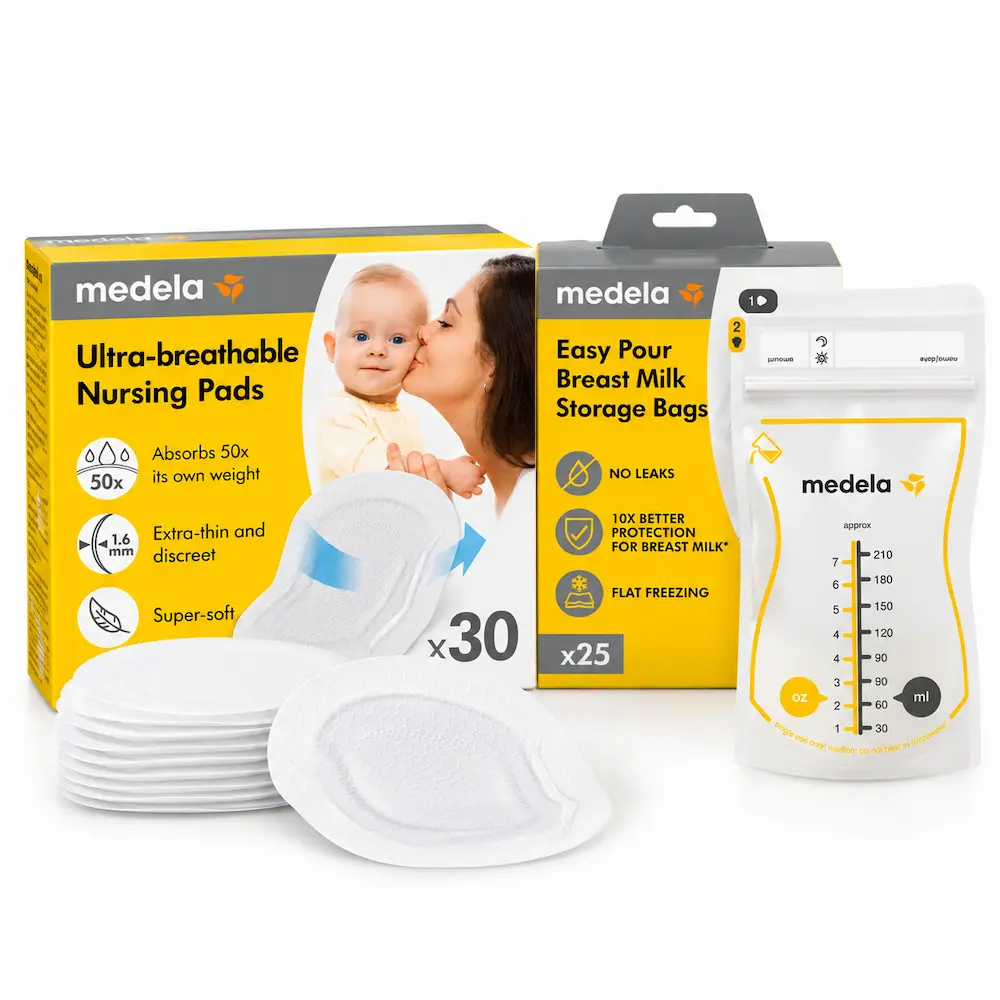 Medela borstvoeding starter bundel zoogkompressen en moedermelkbewaarzakjes